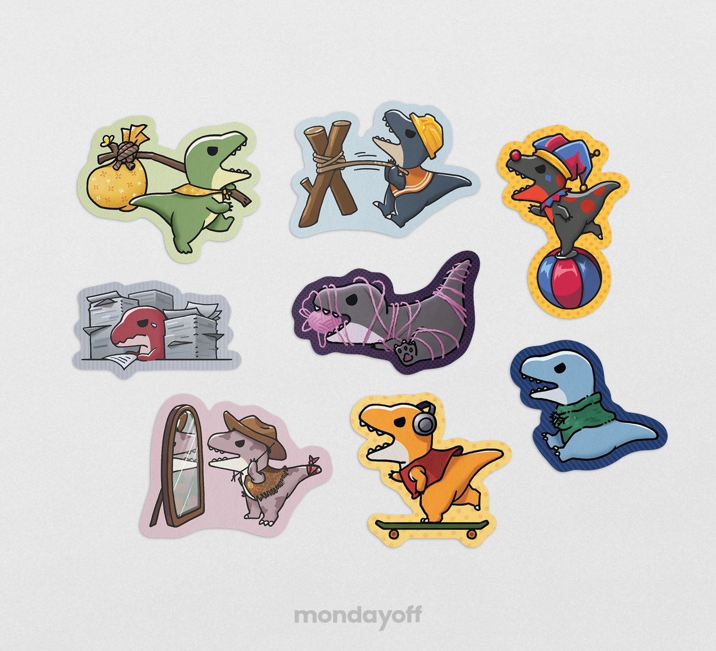 Dino daily life removable sticker set