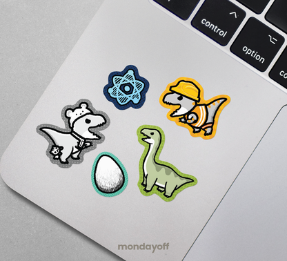 Dino colorful kiss-cut sticker set